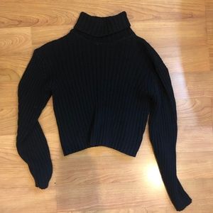 Vintage Thrifted Cropped Black Ribbed Turtleneck